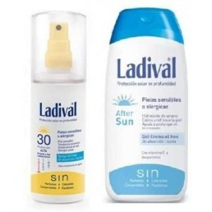 Ladival Piel Sensible O Alergica Spray Fps 30 - Fotoproteccion Alta Gel-Crema + Aftersun (1 Envase 200 Ml + 1 Envase 150 Ml Duplo)