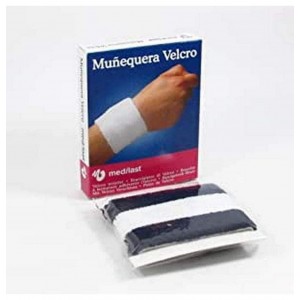 Muñequera - Medilast Velcro (1 Unidad Talla Mediana Color Azul-Blanca-Azul)