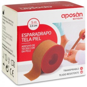 Aposán Esparadrapo Tela Piel 2,5 Cm X 5 M, 1 Ud