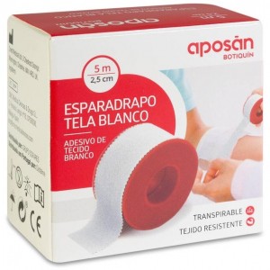 Aposán Esparadrapo De Tela Blanco 2,5 Cm X 5 M, 1 Ud