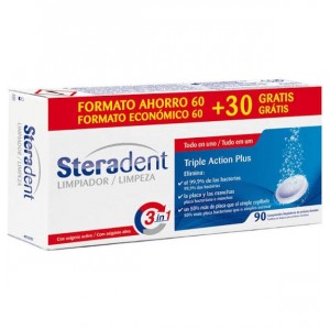 Steradent Triple Accion Plus - Limpieza Protesis Dental (90 Comprimidos)