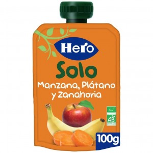 Hero Baby Solo Ecológico Manzana Plátano Y Zanahorias Bolsa 100G
