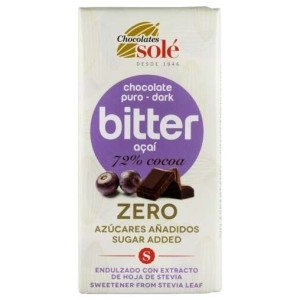 Chocolates Sole Chocolate Negro 72% Con Açai Stevia Bio 100G