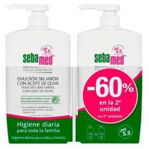 Emulsión Sin Jabón Gel De Baño Con Aceite De Oliva Duo 2 X 750 Ml