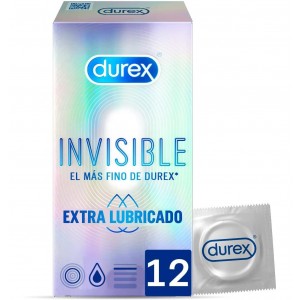 Durex Invisible Extra Fino Extra Lubricado - Preservativos (12 Unidades)