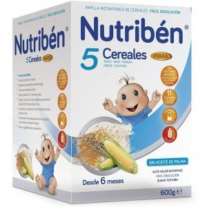 Nutriben Papilla 5 Cereales Fibra, 600 G. - Alter