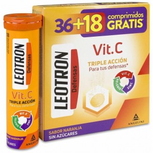 Vitamina C Triple Acción Comprimidos Efervescentes 36 + 18 De Regalo Naranja 54 U