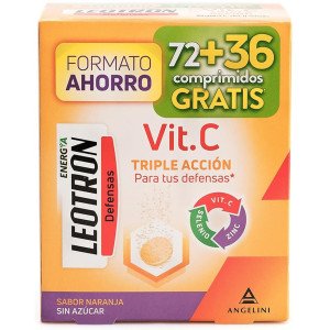 Vitamina C Triple Acción Comprimidos Efervescentes 72 + 36 De Regalo Naranja 54 U