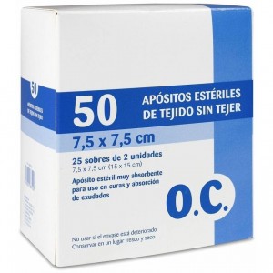 O.C. Apósitos Estériles Tejido Sin Tejer 7,5 X 7,5 Cm, 50 Uds