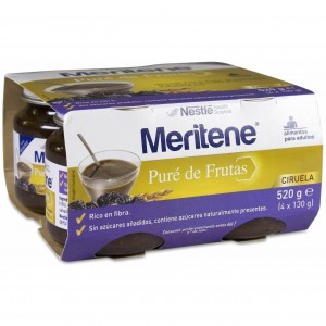 Meritene Puré De Frutas Rico En Fibra Sabor Ciruela, 4 Uds
