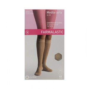 Media Corta (A-D) Compresion Normal - Farmalastic (Talla Grande Color Beige)