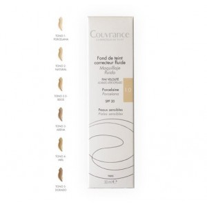 Couvrance Maquillaje Fluido Tono 01 Porcelana, 30 ml. - Avene