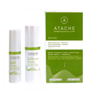 CVital Active fluid + Sérum Triple Antioxidante Noche, Active Fluid Ácido Lipoico, 30 ml + Sérum Vitamina C Pura, 15 ml. - Atache