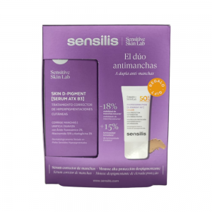 Dúo Antimanchas, Skin D-Pigment [SERUM ATX B3], 30 ml + Photocorrection [D-Pigment 50+] Color, 40 ml de ¡Regalo!. - Sensilis