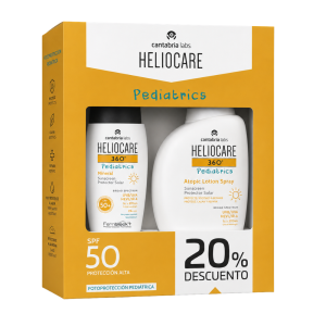Heliocare 360 Pediatrics Pack Mineral SPF50+ 50 ml + Atopic Lotion Spray SPF50 250 ml. - Cantabria Labs