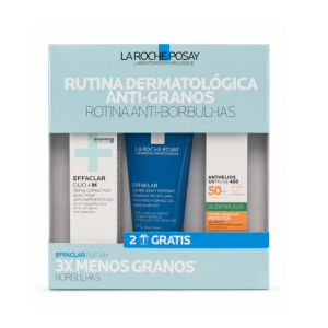 Rutina Dermatologica Anti-granos: Effaclar Duo M+.40 ml. + Effaclar Gel Purificante, 50 ml. + Anthelios UVMUNE 400 Oil Control, 15 ml. - La Roche Posay