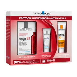 Protocolo Renovador y Antimanchas: Retinol B3 Serum, 30 ml. + Anthelios UVMUNE 400 Fluido SPF50+,15 ml. + Mela B3 Serum, 3 ml. - La Roche Posay
