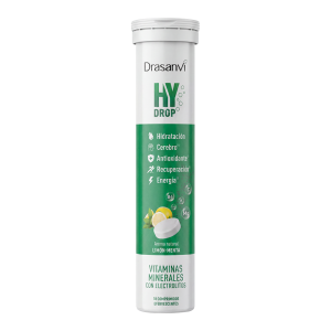 HY DROP Vitaminas y Minerales con Electrolitos de Limon-Menta, 18 Comprimidos Efervescentes. - Drasanvi