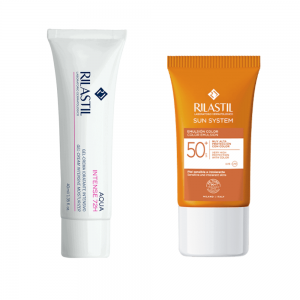 Pack Aqua Gel Crema Intense 72 h  + Sun System Emulsión Color SPF 50+ - Rilastil