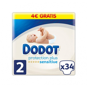 Pañal Infantil Dodot Protection Plus Sensitive T2 4-8 Kg, 34 ud. - Samforlab