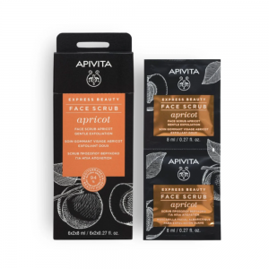 Express Beauty Mascarilla Facial Exfoliante Suave al Albaricoque, 2 x 8 ml. - Apivita