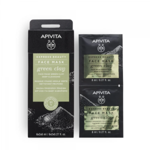 Express Beauty Mascarilla Facial Limpieza Profunda de Arcilla Verde, 2 x 8 ml. - Apivita