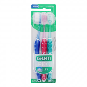 G.U.M Pro Trío de Cepillos de Dientes, Dureza Media, 3 ud. - Sunstar