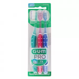 G.U.M Pro Trío  Cepillo De Dientes, Dureza Suave, 3 ud. - Sunstar
