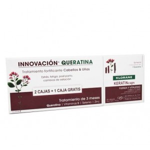 KeratinCaps Tratamiento de 3 Meses, 2 cajas de 30 capsulas + 1 caja de 30 capsulas de Regalo! - Klorane
