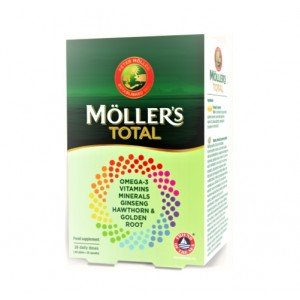 Möller's Total Vitaminas + Minerales + Omega-3, 28 Cápsulas, + 28 Comprimidos. - Orkla 