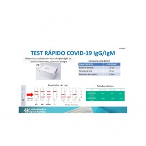 Kit Test Prueba Rápida de Coronavirus (2019- nCov) IgG / Igm (Oro Coloidal), Caja 25 Unidades. - Serra Pamies