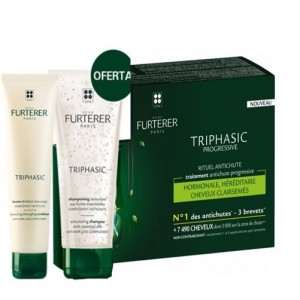 Pack Triphasic Progressive Ritual Anticaída, 8 x 5.5 ml + Triphasic Champú Estimulante con Aceites Esenciales, 100 ml. de Regalo! - René Furterer