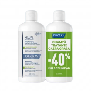 Duplo Kelual Squanorm Champú Tratante Anticaspa - Caspa grasa, 400 ml + 400 ml.- Ducray