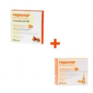 Pack Antioxidante Repavar Revitalizante Monoderma C10, 28 cap + Ampollas Vitamina C Activa C10, 20 ampollas.- Ferrer