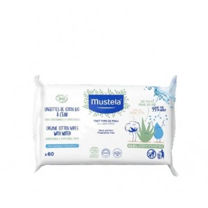 Toallitas al Agua de Algodón BIO, 60 und. - Mustela