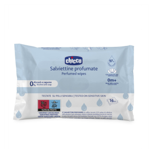 Toallitas Húmedas Perfumadas Cara, Manos y Pañal 16 pcs . - Chicco