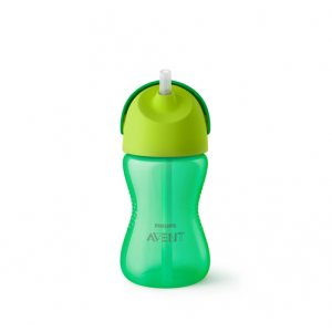 Vaso Con Pajita Flixible Verde + 12 Meses, 300 ml. - Philips Avent