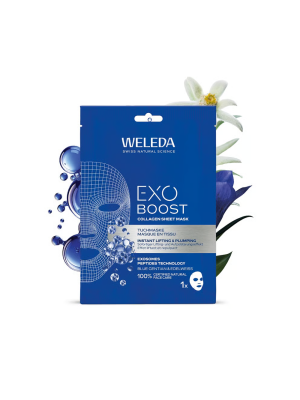 EXO Sheet Mask Redensificante conGenciana Azul  y Edelweiss, 1 unidad - Weleda