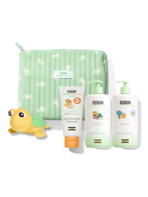 Pack Baby Naturals Canastilla: Gel-Champu, 400 ml. + Locion Corporal, 400 ml. +  Pomada del Pañal Regeneradora, 100 ml. + Tortuga de Baño + Neceser - Isdin