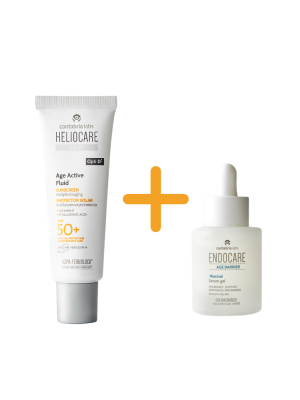 Pack Proteccion Solar Antifotoenvejecimiento: Heliocare 360° Age Active Fluid SPF 50+, 50 ml. + Endocare Age Barrier Niacinal Serum Gel, 10 ml. - Cantabria Labs