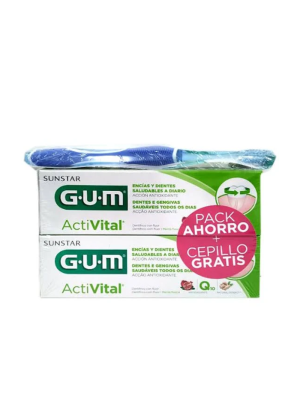 Pack GUM 2x1 ActiVital Pasta De Dientes, 2x75 ml. + Cepillo Pro Dureza Media - Sunstar
