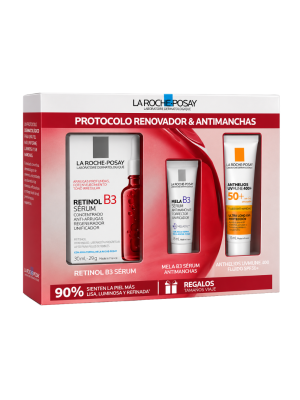 Protocolo Renovador y Antimanchas: Retinol B3 Serum, 30 ml. + Anthelios UVMUNE 400 Fluido SPF50+,15 ml. + Mela B3 Serum, 3 ml. - La Roche Posay
