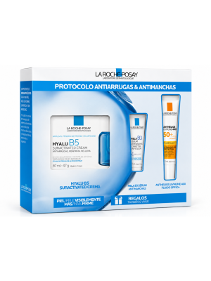 Protocolo  Antiarrugas y Antimanchas: Hyalu B5 Suractivated Crema, 50 ml. + Anthelios UVMUNE 400 Fluido SPF50+,15 ml. + Mela B3 Serum, 3 ml. - La Roche Posay
