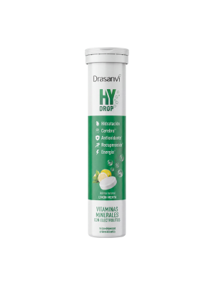 HY DROP Vitaminas y Minerales con Electrolitos de Limon-Menta, 18 Comprimidos Efervescentes. - Drasanvi