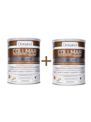 Duplo Collmar F24 Magnesio y Curcuma sabor Vanilla, 300 gr. + 300 gr. - 50% en 2a un. - Drasanvi
