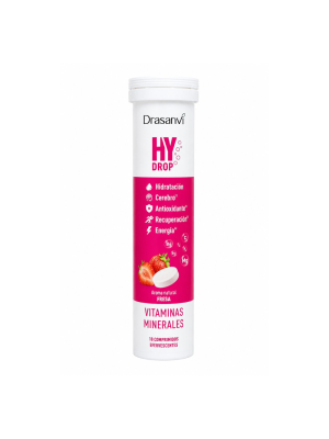 HY DROP Vitaminas y Minerales Fresa, 18 Comprimidos Efervescentes. - Drasanvi