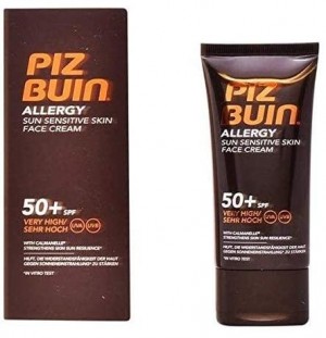 Piz Buin Allergy Crema Facial Piel Sensible Al Sol Spf 50+ - Proteccion Muy Alta (1 Envase 50 Ml)