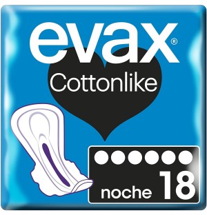 Compresas Higienicas Femeninas - Evax Cottonlike (Noche Con Alas 18 Compresas)