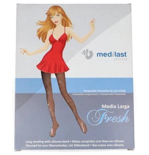 Media Larga (A-F) Compresion Ligera Blonda Silicona - Medilast Fresh (Talla Pequeña Color Beige)