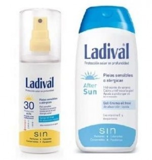 Ladival Piel Sensible O Alergica Spray Fps 30 - Fotoproteccion Alta Gel-Crema + Aftersun (1 Envase 200 Ml + 1 Envase 150 Ml Duplo)